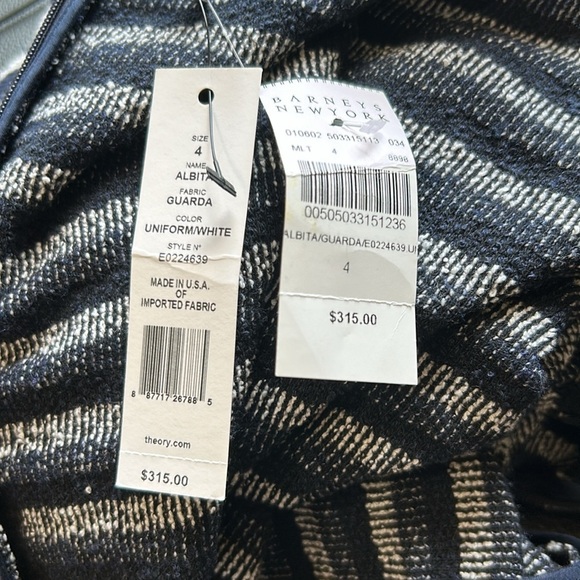 THEORY Albita Guardia Dress Uniform White Navy Blue Stripe Fit Flare Sz 4 NEW - Picture 11 of 13